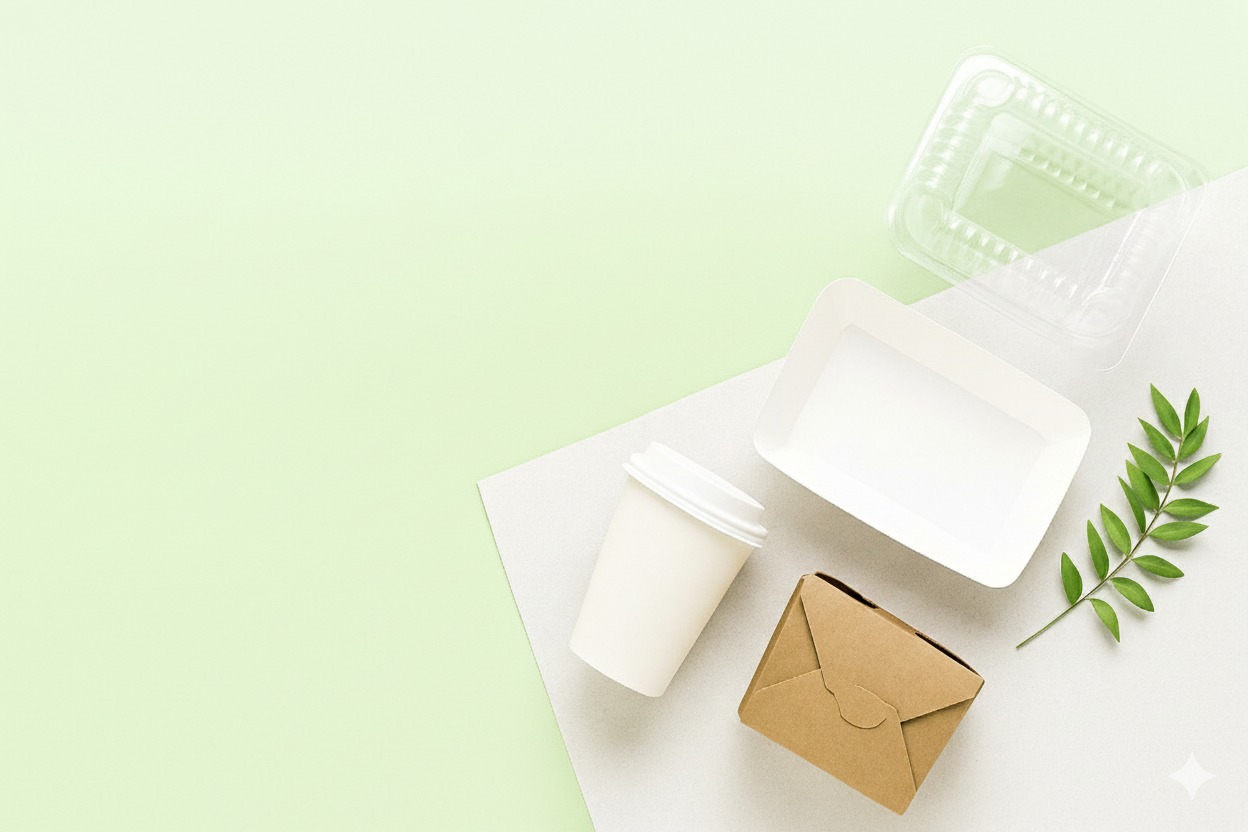 Various eco-friendly food containers displayed